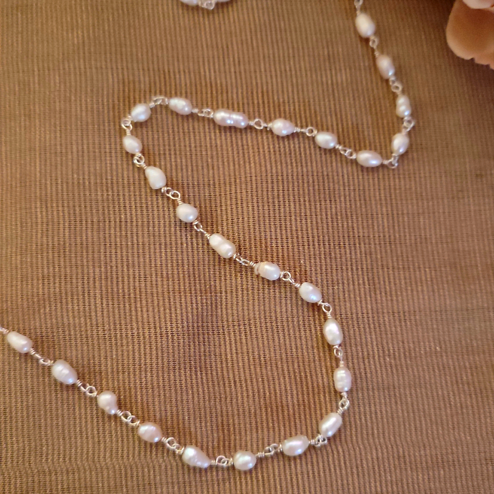 White Natural Pearl Chain 